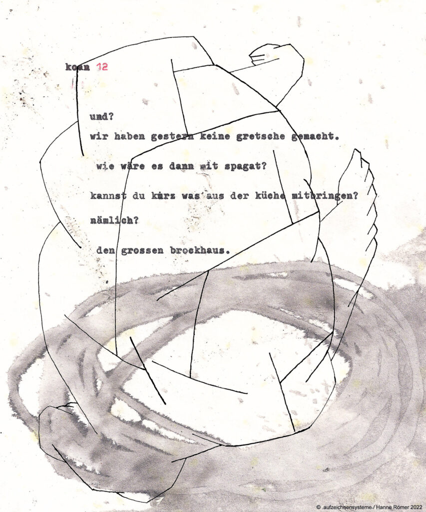 Poetische Grafiken; Montage aus Zeichnungen und Schreibmaschinentexten